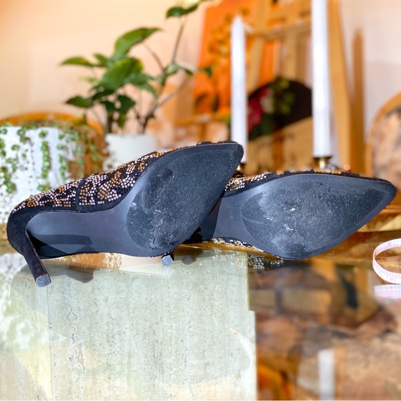 JustFab Sparkling Black and Gold Stilleto Pump Heels - Picture 10 of 13